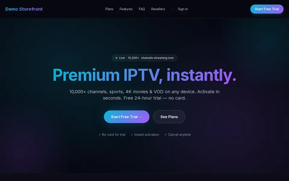 Premium IPTV — Dark — preview